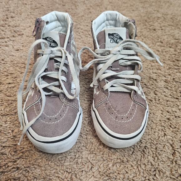 Vans Sneakers Youth High Top Shoes Kids Size 13 Checkered Red White 508357 GUC - Picture 1 of 10